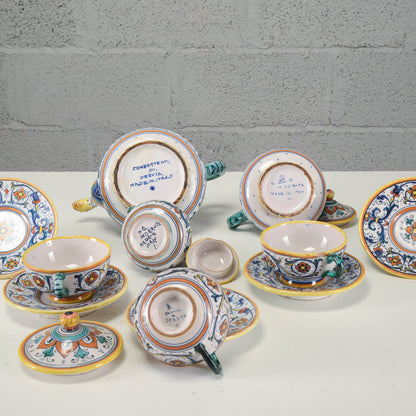 Servizio da tè n ceramica maiolicata Società Anonima Industrie Maioliche Artistiche Combattenti Giuseppe Grazia di Deruta Italia 1923