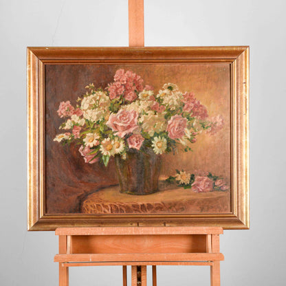 Dipinto quadro natura morta vaso fiori olio su tela