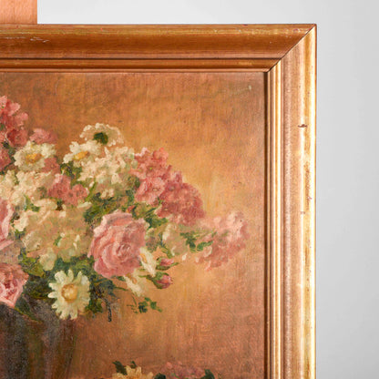 Dipinto quadro natura morta vaso fiori olio su tela