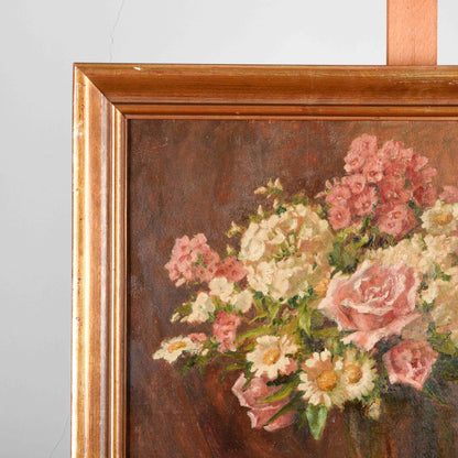 Dipinto quadro natura morta vaso fiori olio su tela