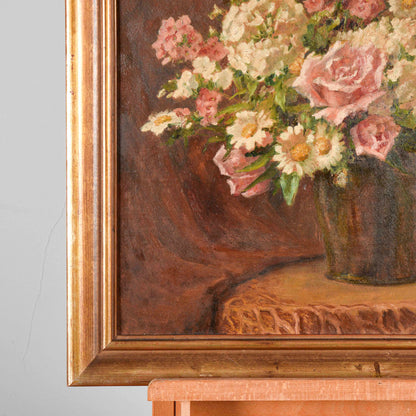 Dipinto quadro natura morta vaso fiori olio su tela
