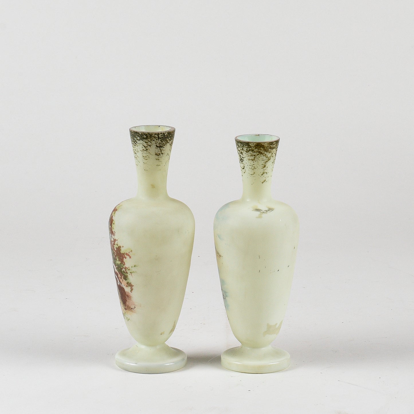 set coppia di vasi vasetti vintage vetro opalino