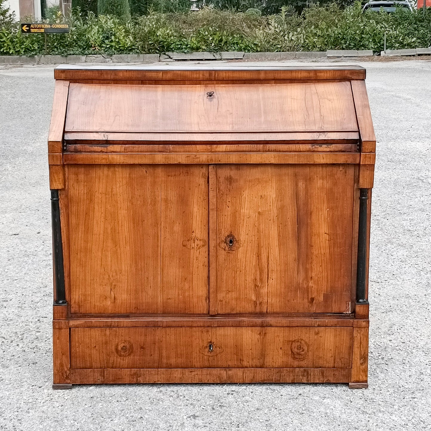 Ribalta credenza con scrittoio placcata in ciliegio epoca Impero