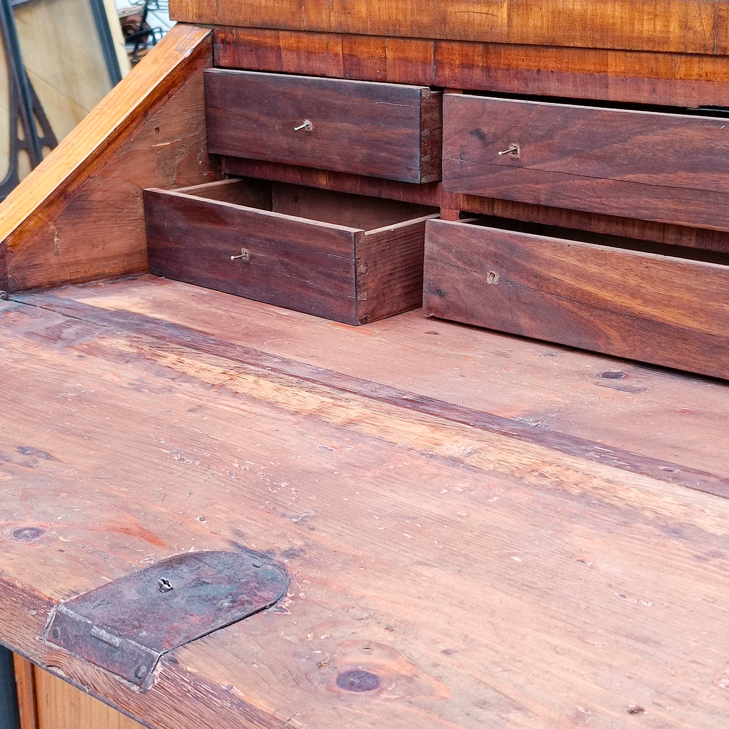 Ribalta credenza con scrittoio placcata in ciliegio epoca Impero