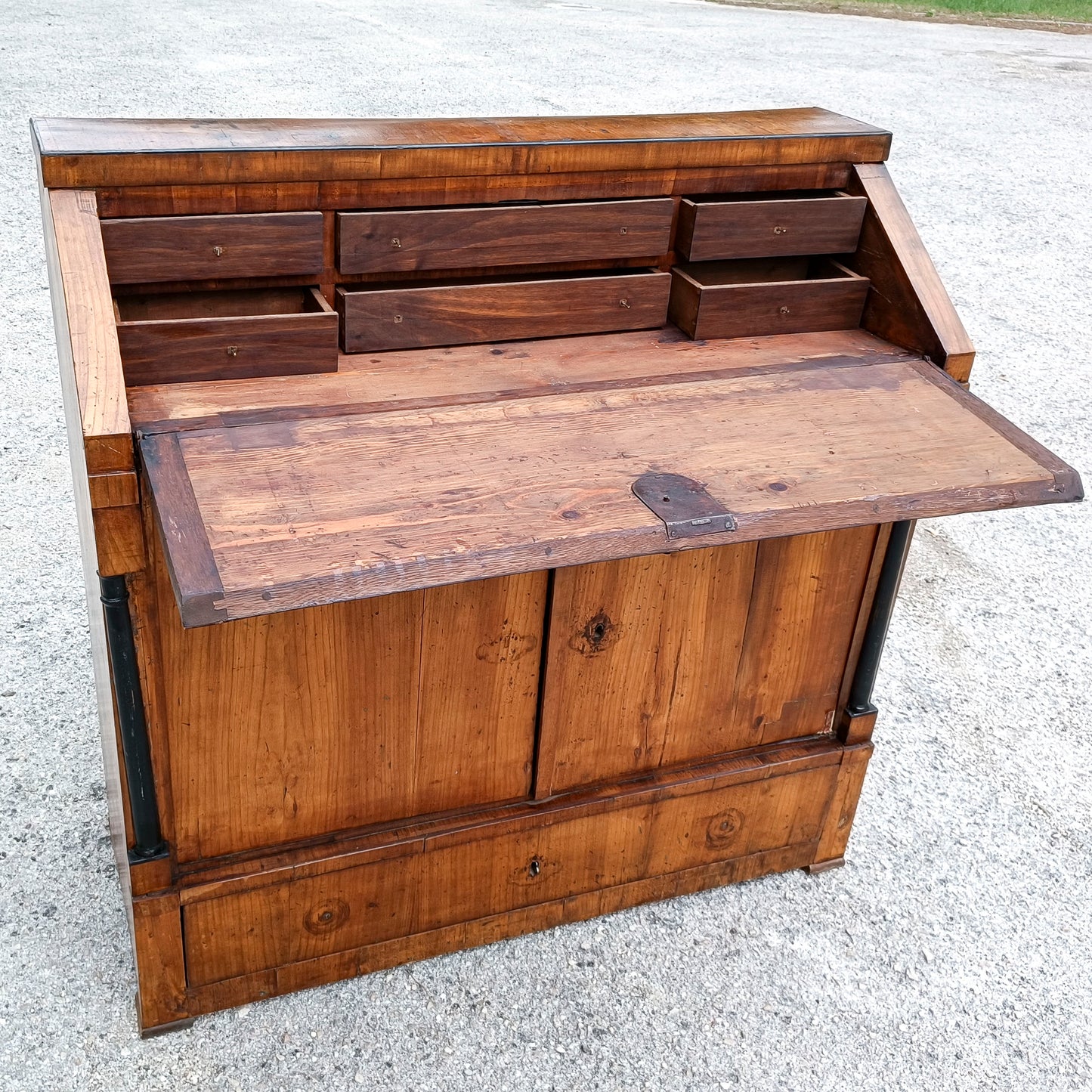 Ribalta credenza con scrittoio placcata in ciliegio epoca Impero