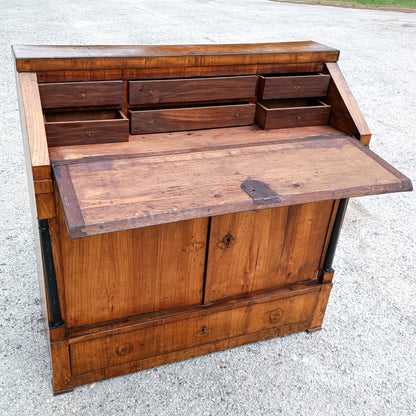 Ribalta credenza con scrittoio placcata in ciliegio epoca Impero