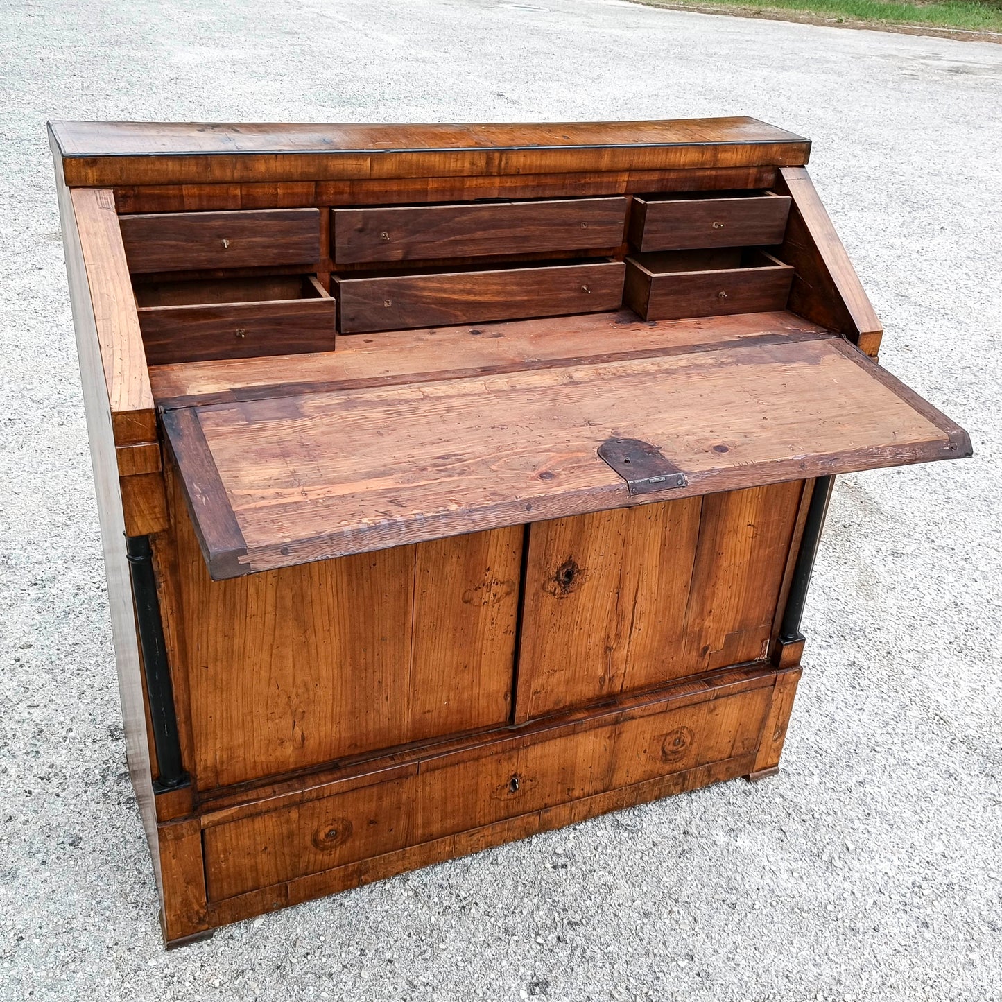Ribalta credenza con scrittoio placcata in ciliegio epoca Impero