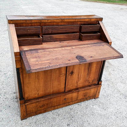 Ribalta credenza con scrittoio placcata in ciliegio epoca Impero