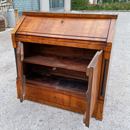 Ribalta credenza con scrittoio placcata in ciliegio epoca Impero