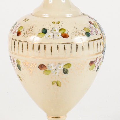 Vaso in vetro opalina con coperchio scena marittima Francia art Nouveaux
