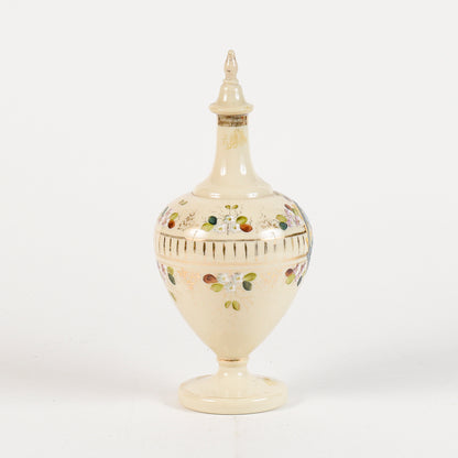 Vaso in vetro opalina con coperchio scena marittima Francia art Nouveaux