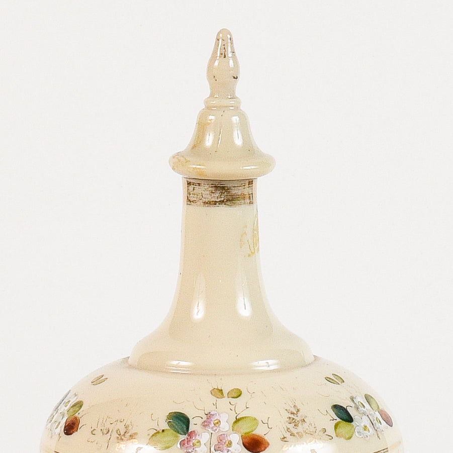 Vaso in vetro opalina con coperchio scena marittima Francia art Nouveaux