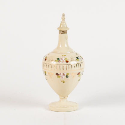 Vaso in vetro opalina con coperchio scena marittima Francia art Nouveaux
