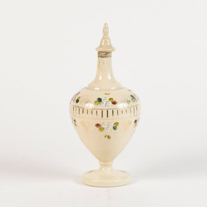 Vaso in vetro opalina con coperchio scena marittima Francia art Nouveaux