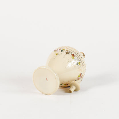 Vaso in vetro opalina con coperchio scena marittima Francia art Nouveaux