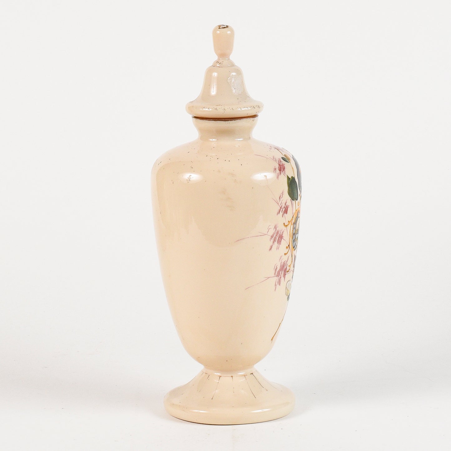 vaso in vetro opalino con scena di campagna