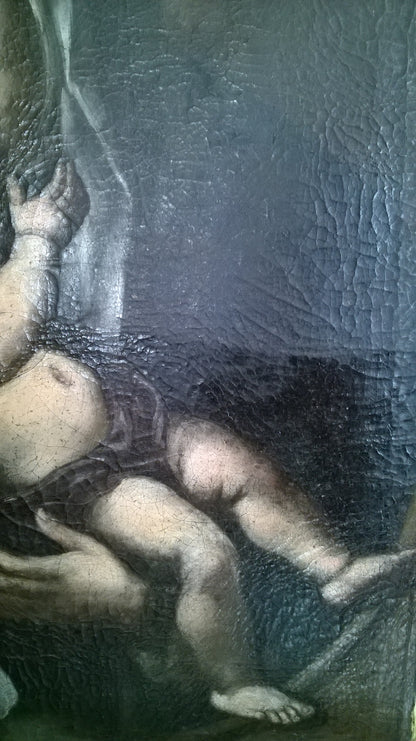 DIPINTO, QUADRO, OLIO SU TELA SANTA CON BAMBINO EPOCA FINE '600 PRIMO '700
