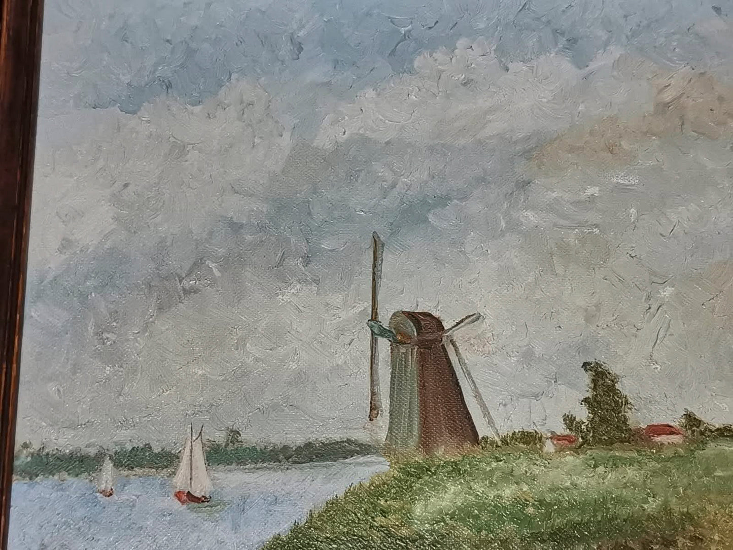 QUADRO dipinto su tela con MULINO Olanda 1950