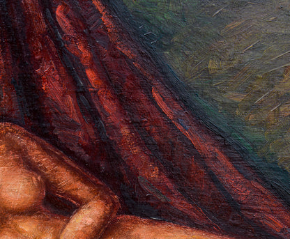 Quadro dipinto olio su tela donna nuda firmato Angelletti Nazzareno 1973