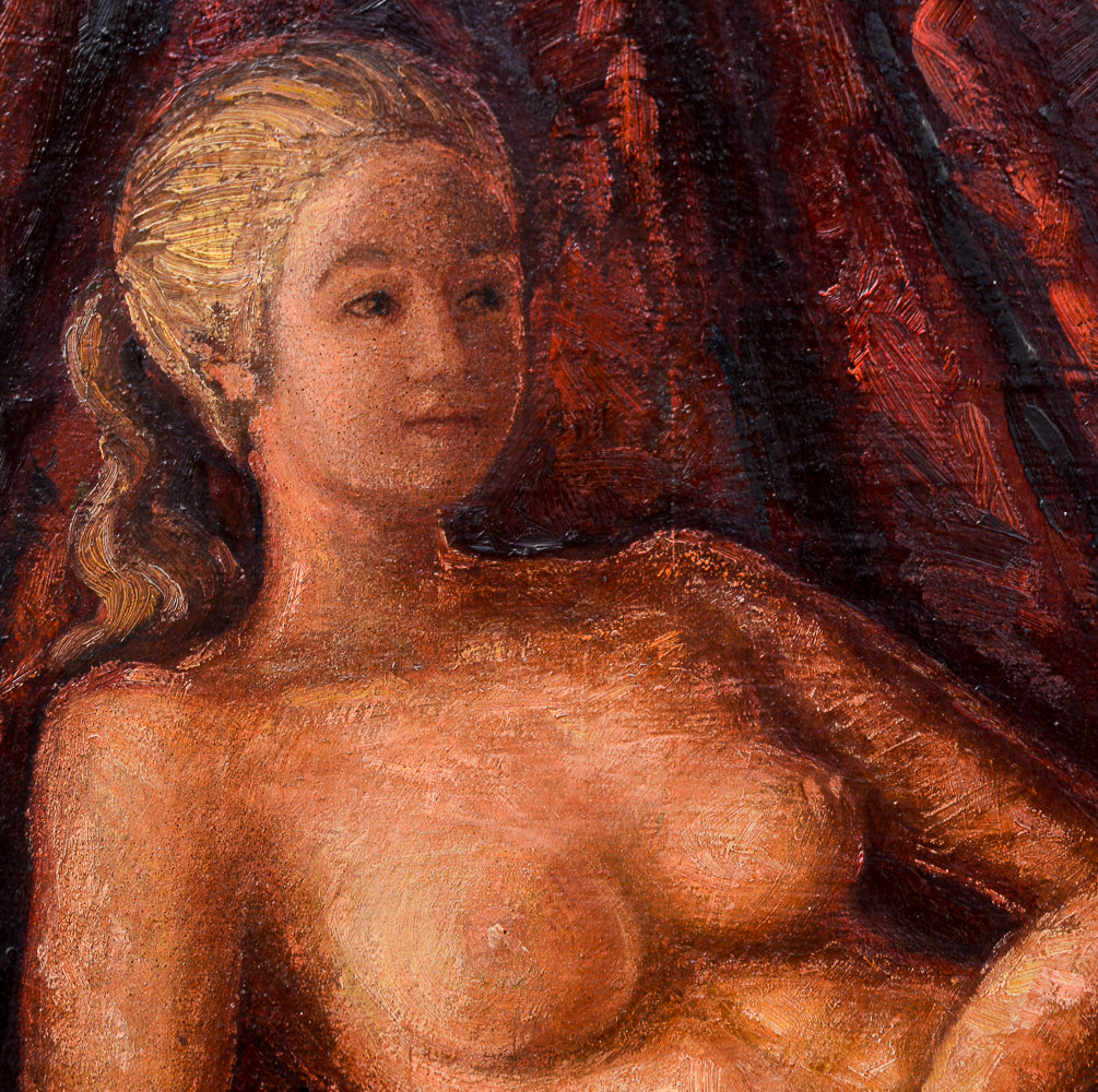 Quadro dipinto olio su tela donna nuda firmato Angelletti Nazzareno 1973