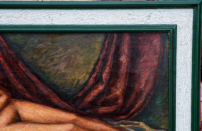 Quadro dipinto olio su tela donna nuda firmato Angelletti Nazzareno 1973