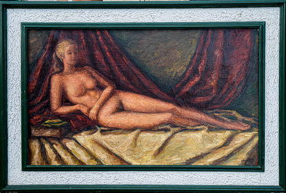 Quadro dipinto olio su tela donna nuda firmato Angelletti Nazzareno 1973