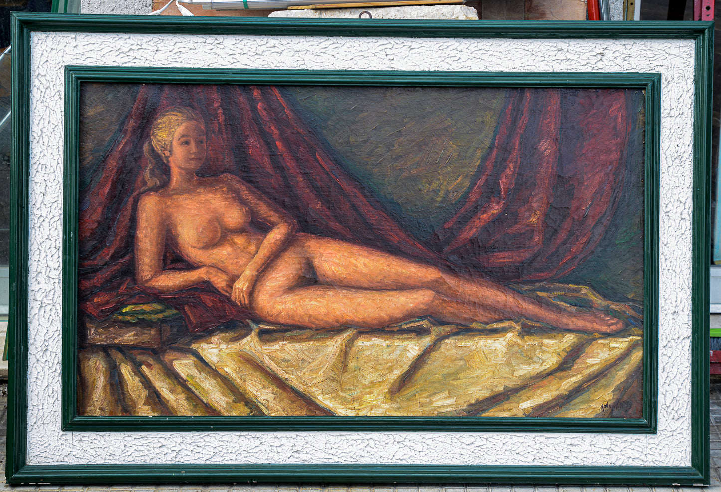 Quadro dipinto olio su tela donna nuda firmato Angelletti Nazzareno 1973