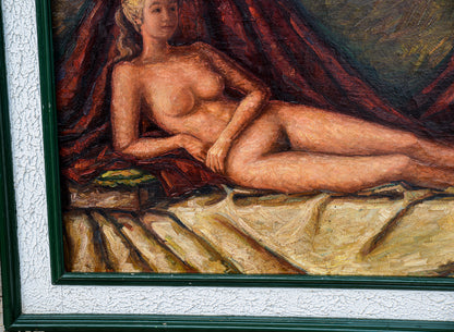 Quadro dipinto olio su tela donna nuda firmato Angelletti Nazzareno 1973