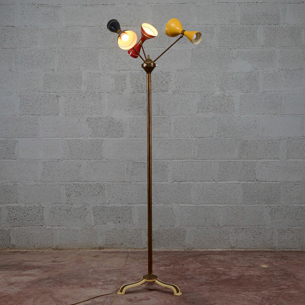 Lampada piantana Gilardi e Barzaghi vintage 6 luci