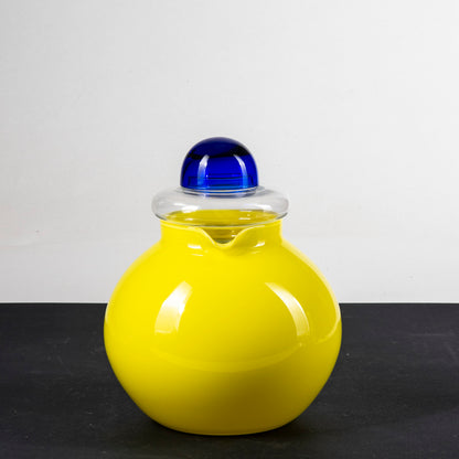 Brocca vetro con portaghiaccio giallo e blu
