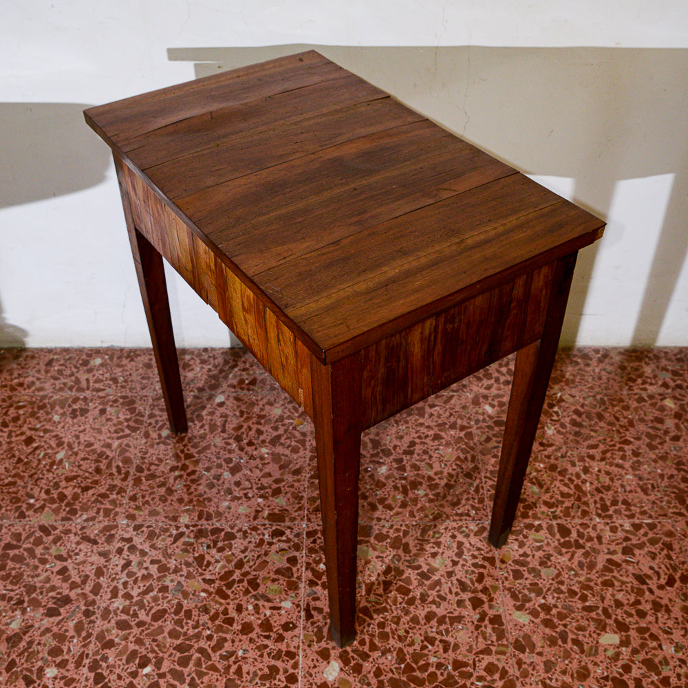 Tavolo toletta da uomo con piano apribile, placcata in noce da restaurare Italia epoca direttorio
