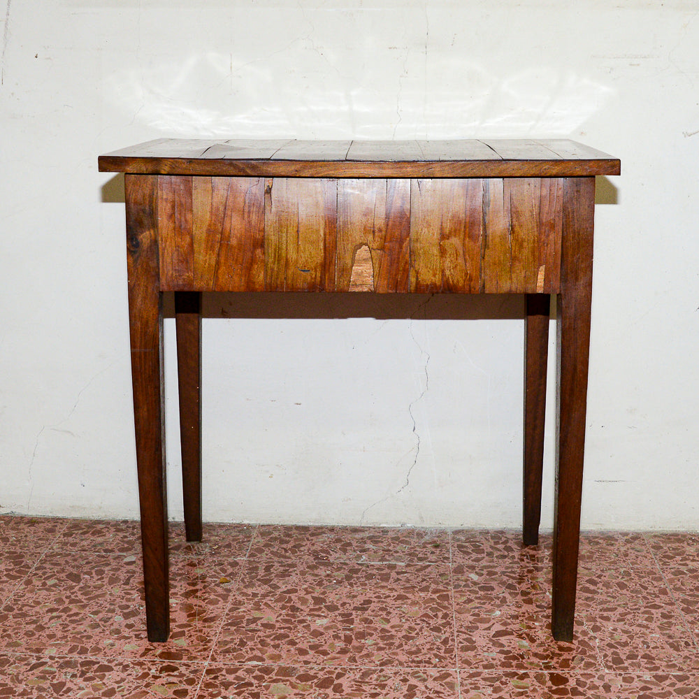 Tavolo toletta da uomo con piano apribile, placcata in noce da restaurare Italia epoca direttorio