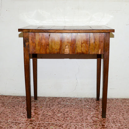 Tavolo toletta da uomo con piano apribile, placcata in noce da restaurare Italia epoca direttorio