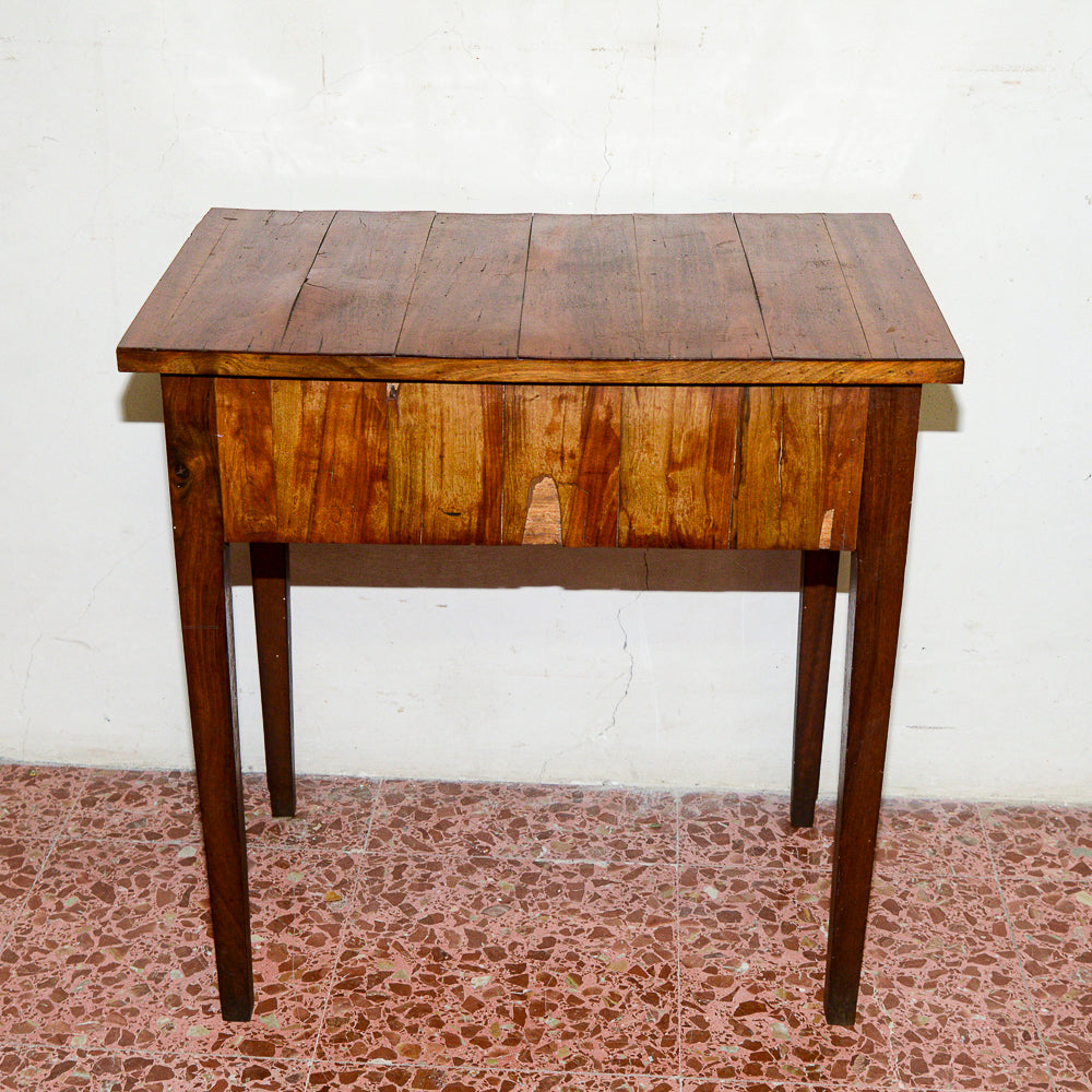 Tavolo toletta da uomo con piano apribile, placcata in noce da restaurare Italia epoca direttorio