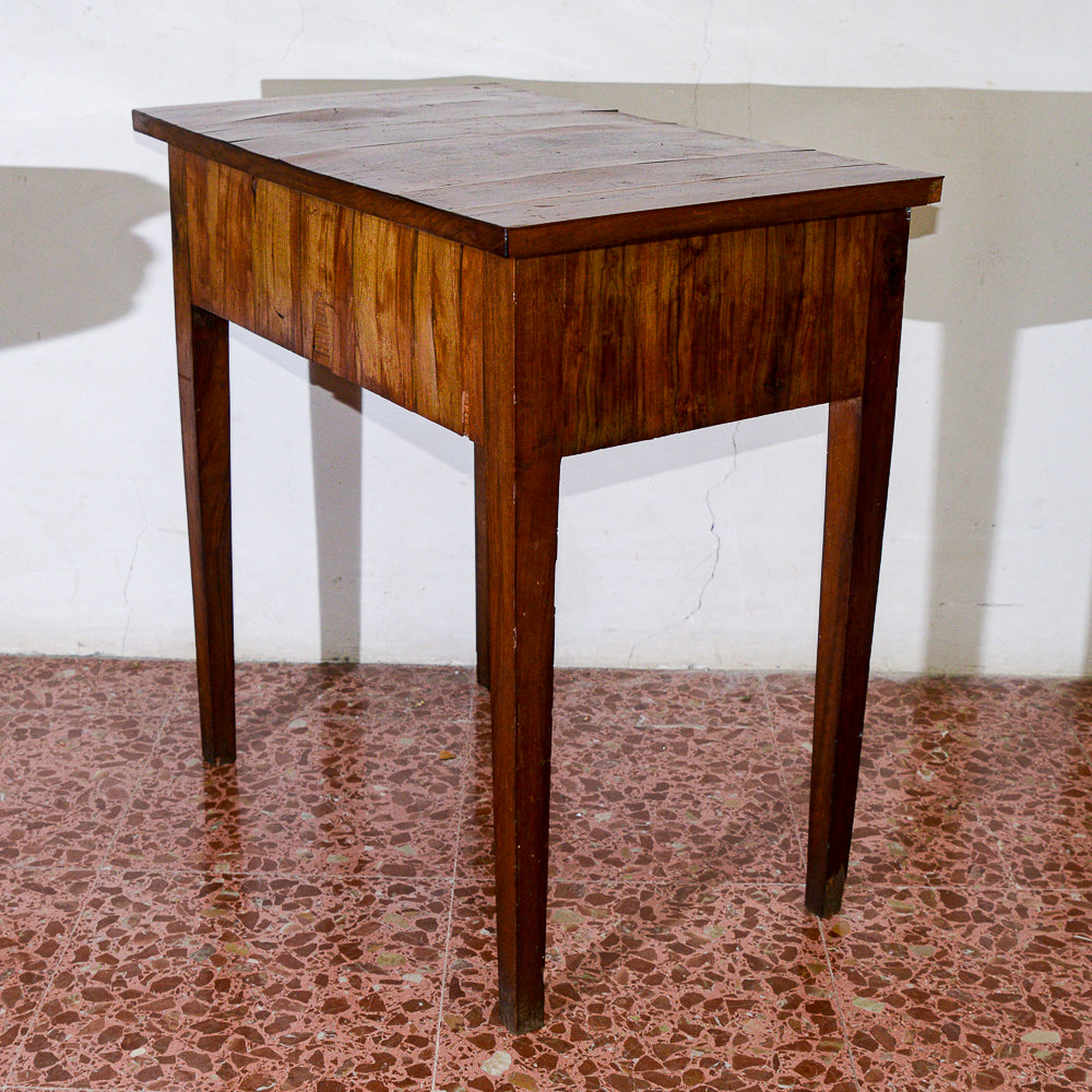Tavolo toletta da uomo con piano apribile, placcata in noce da restaurare Italia epoca direttorio