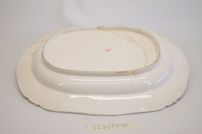 Piatto grande rosso porpora  e bianco marcato Derby epoca 1800