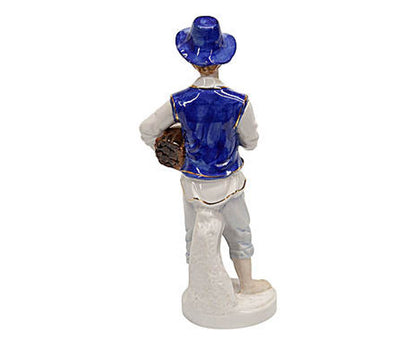 Statuina in ceramica uomo con cappello e  fascio di legna