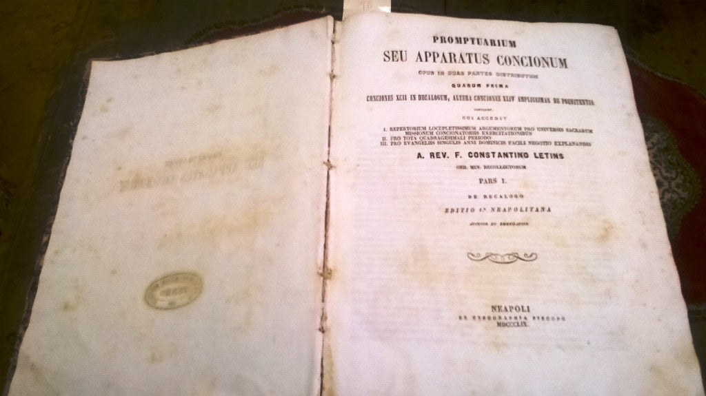 PROMTUARIUM SEU APPARATUS CONCIONUM NEAPOLI 1859