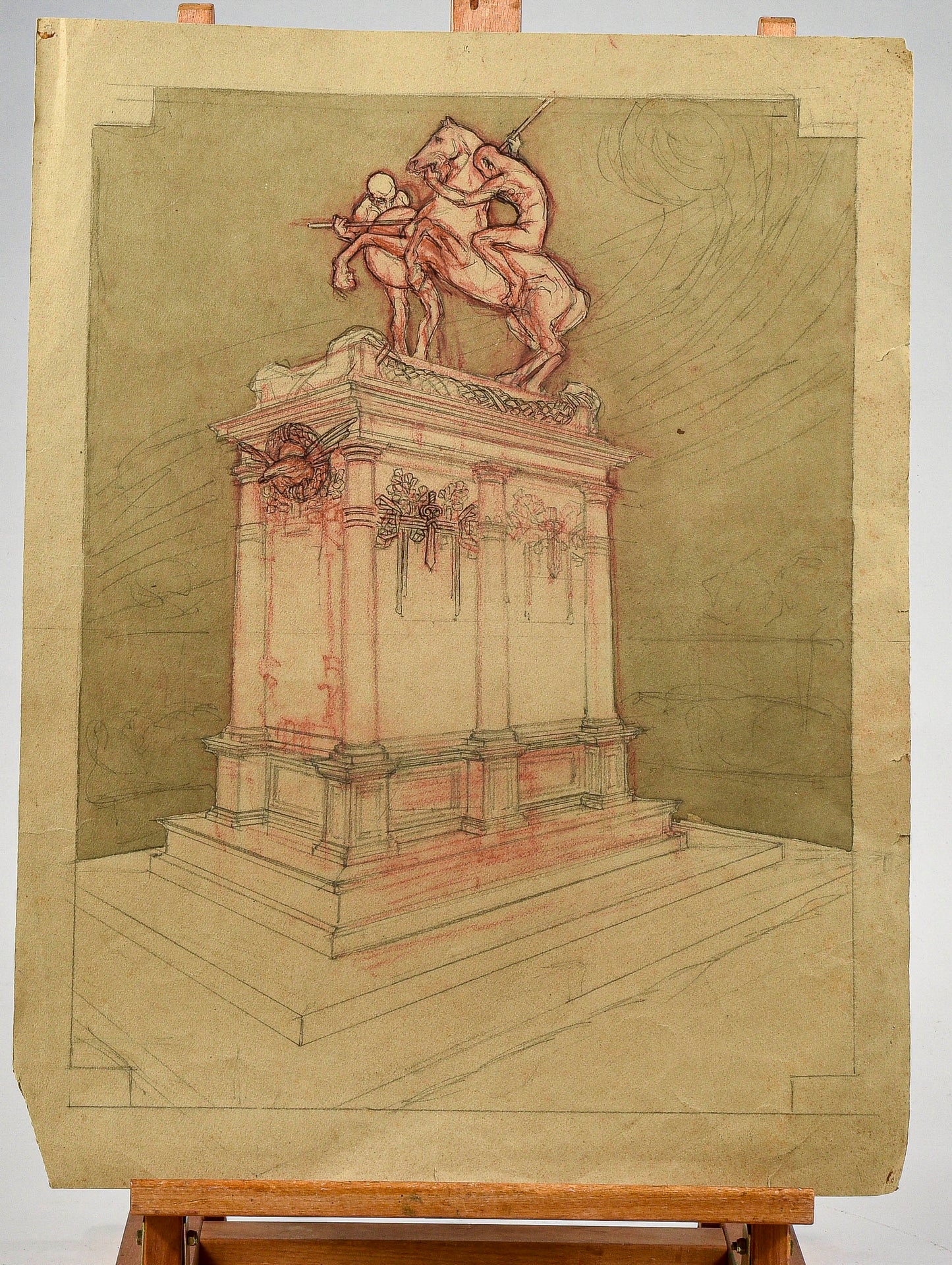Disegno accademico geometrico tecnica mista Italia 1930