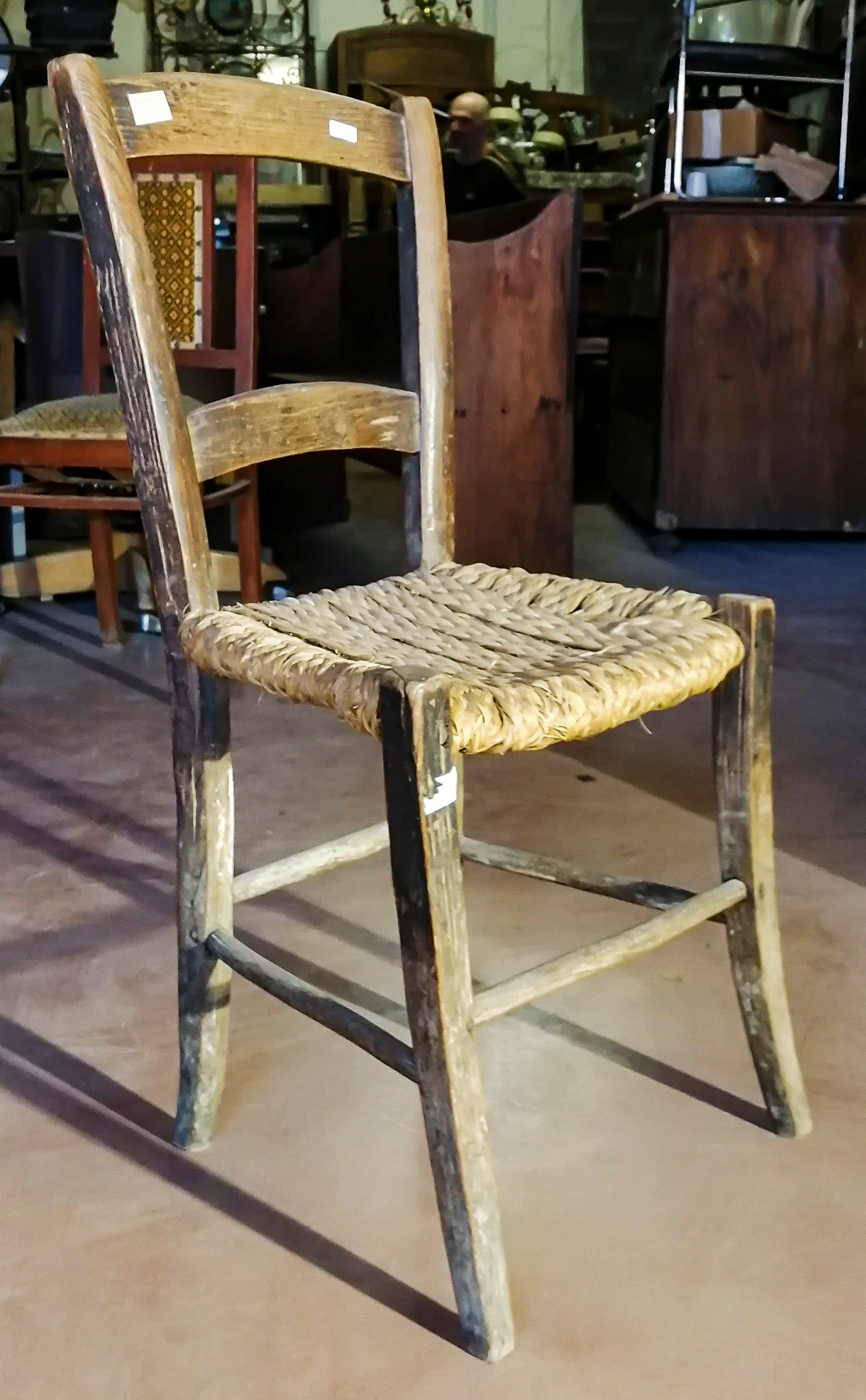 SEDIA RUSTICA IN PAGLIA ITALIA EPOCA PRIMO 900