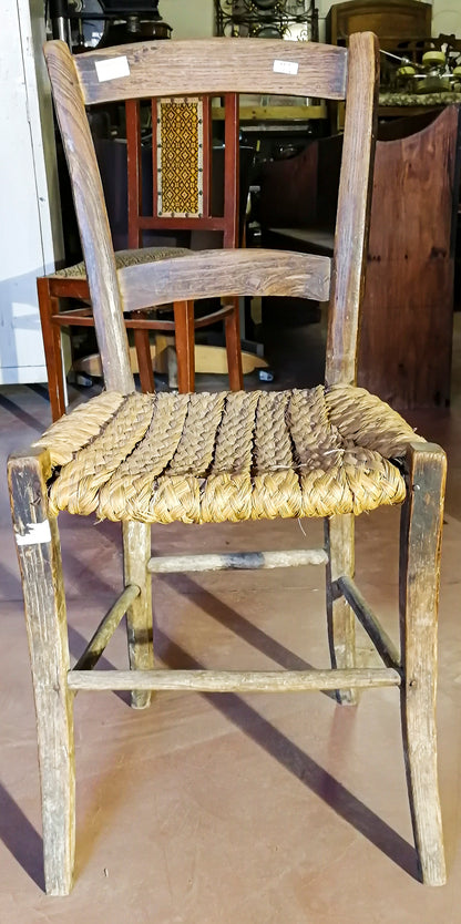 SEDIA RUSTICA IN PAGLIA ITALIA EPOCA PRIMO 900