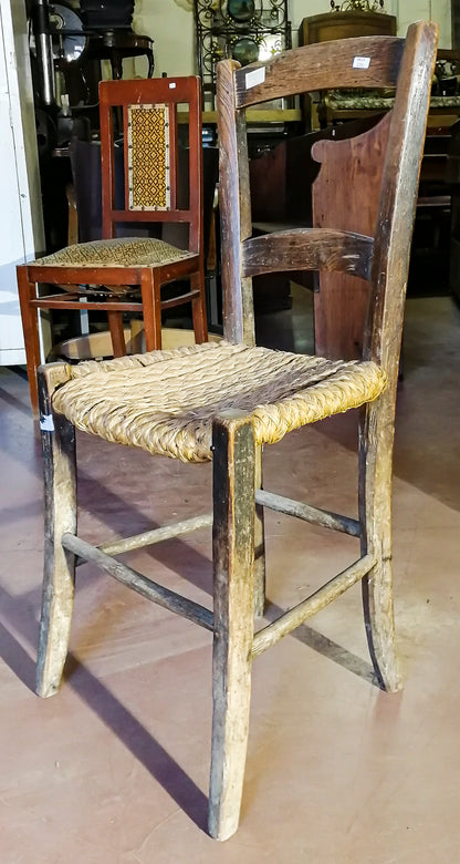 SEDIA RUSTICA IN PAGLIA ITALIA EPOCA PRIMO 900