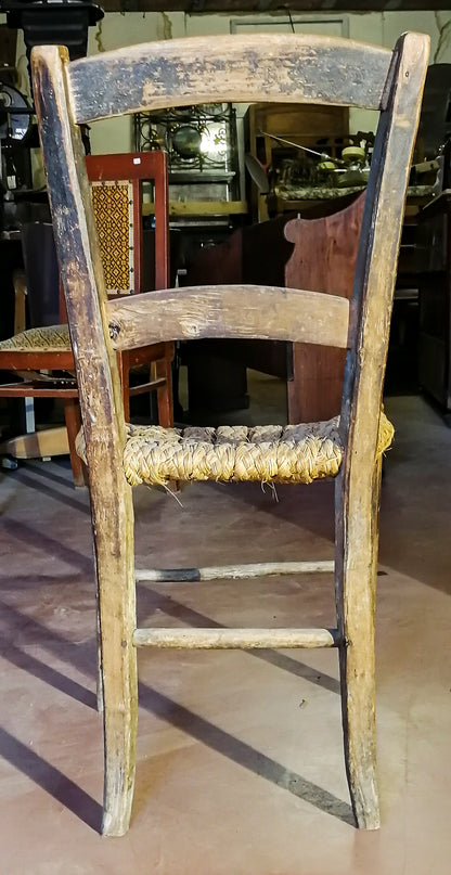 SEDIA RUSTICA IN PAGLIA ITALIA EPOCA PRIMO 900