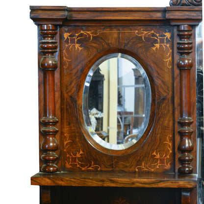 Credenza servante in noce intarsiata con specchiera Francia epoca 1850