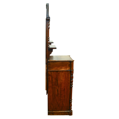 Credenza servante in noce intarsiata con specchiera Francia epoca 1850