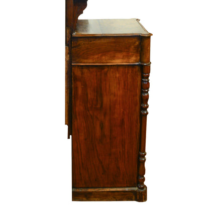 Credenza servante in noce intarsiata con specchiera Francia epoca 1850