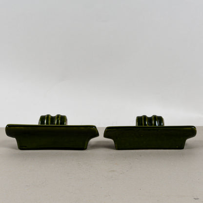 Coppia Appliques Verdi Ceramica Smaltata Art Deco