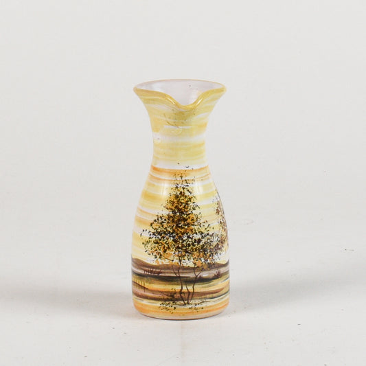 vaso in ceramica dipinto con toni caldi e alberi firmato MHARXS S'ALBINO