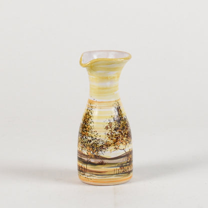vaso in ceramica dipinto con toni caldi e alberi firmato MHARXS S'ALBINO