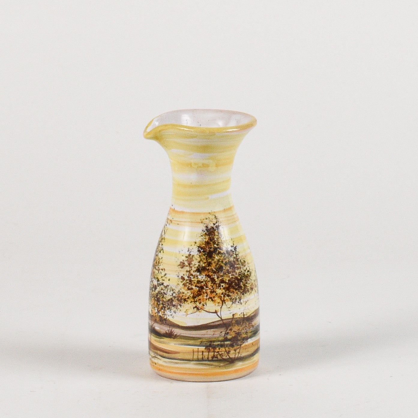 vaso in ceramica dipinto con toni caldi e alberi firmato MHARXS S'ALBINO